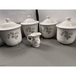 Vtg Pfaltzgraff Grapevine Kitchen Canisters 4 Pc. Set With Lids, Discontinued